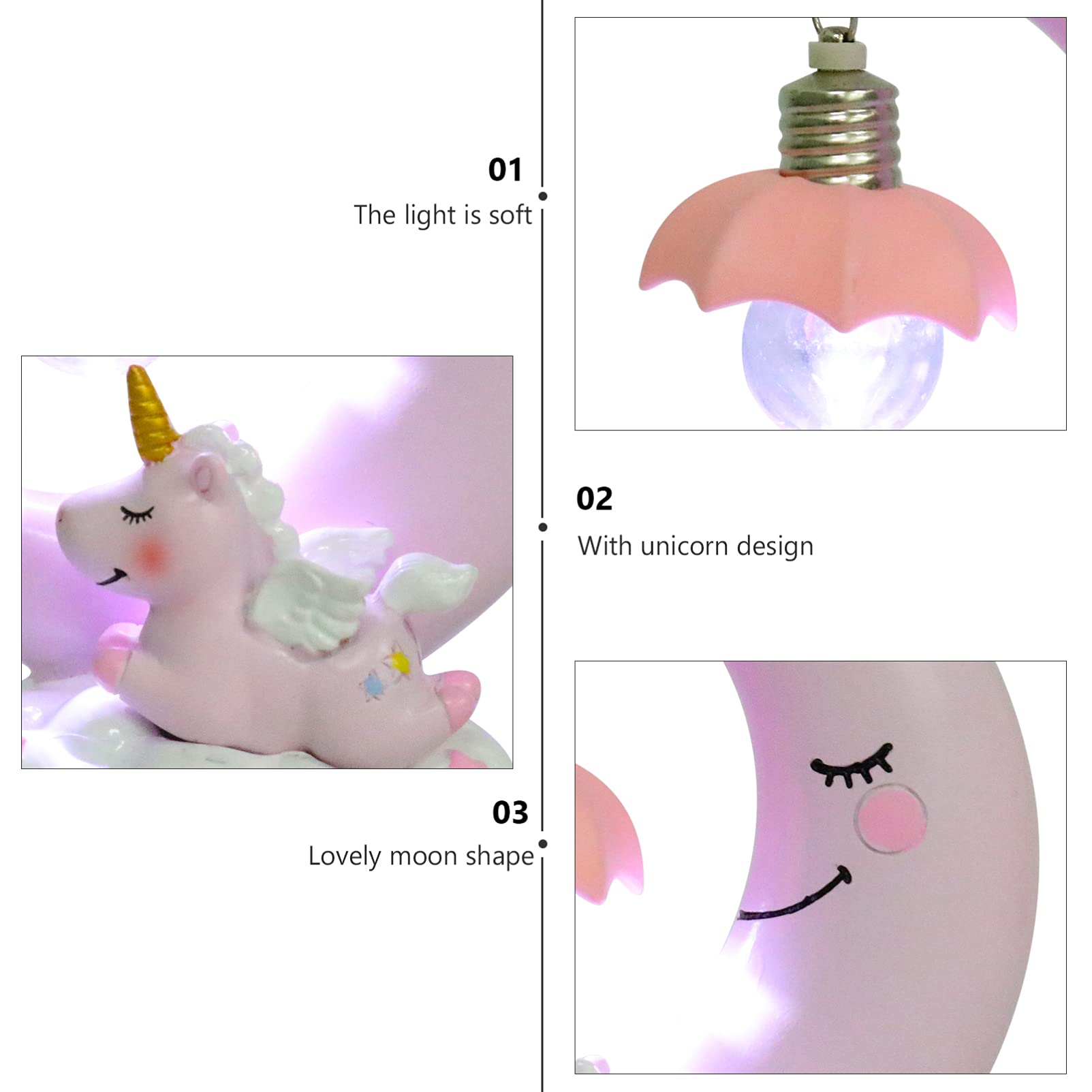 Lámpara Nocturna Resina Niña Diseño Luna Rosa Decorativa Mesita Noche Regalo Cumpleaños Niño Niña