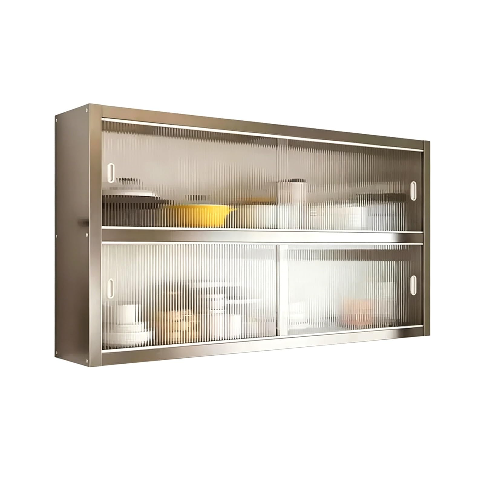 Armadietto portaoggetti da parete, struttura in acciaio inox con porta scorrevole in acrilico, facile da montare, capacità di carico 25 kg, per cucina o soggiorno