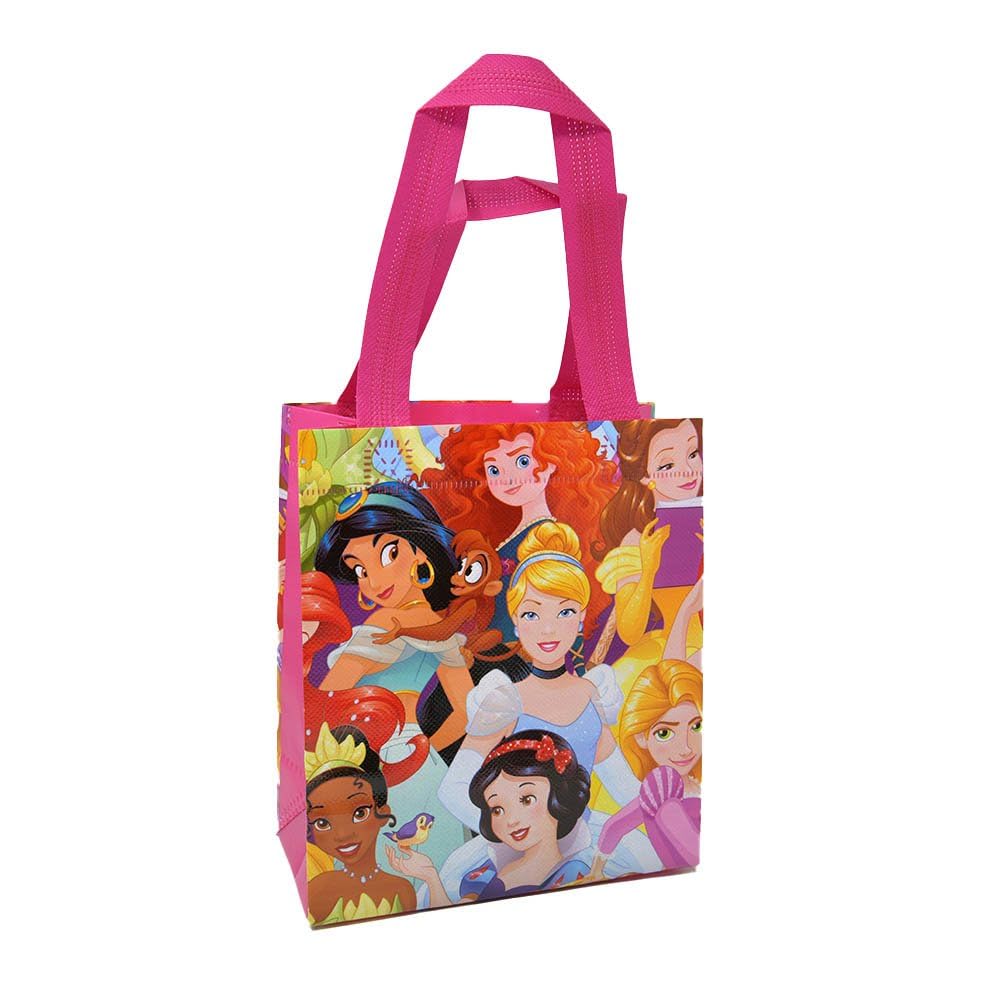 Disney Princess Tote Bag Set - Bundle of 2 Large and 1 Mini Reusable Princess Grocery Bags with Disney Princess Stickers | Princess Party Supplies