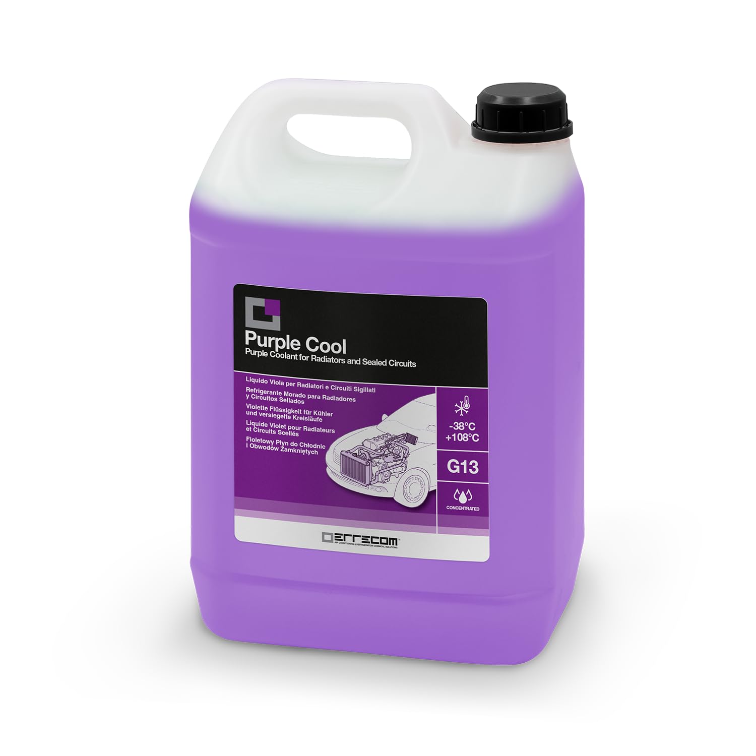 ERRECOM Purple Cool, Liquide de Radiateur Violet Concentré, antigel G13 avec Paquet d'additifs Glycérine, 5 litres