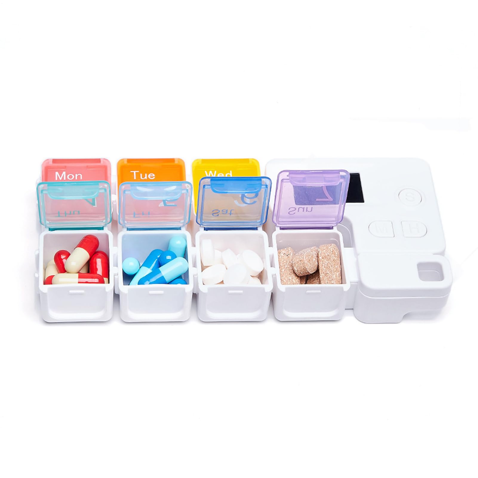 Pill Box - Weekly Pill Organizer | Battery Powered Smart Reminder, 7 Days Pouch, Electric Medication Alarm Container Box for Home School Outdoor Travel Men Women
