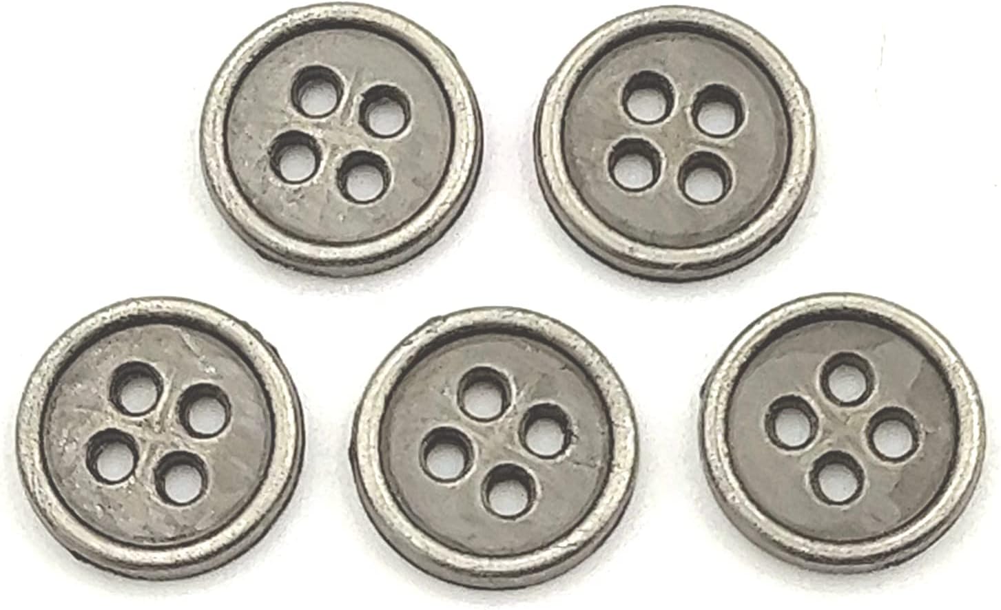 50pcs Antique Silver Metal Buttons Vintage Style Round Buttons Bulk for Sewing Coat Jacket DIY Crafts Manual Buttons Scrapbooking Decorations 4 Holes 10mm