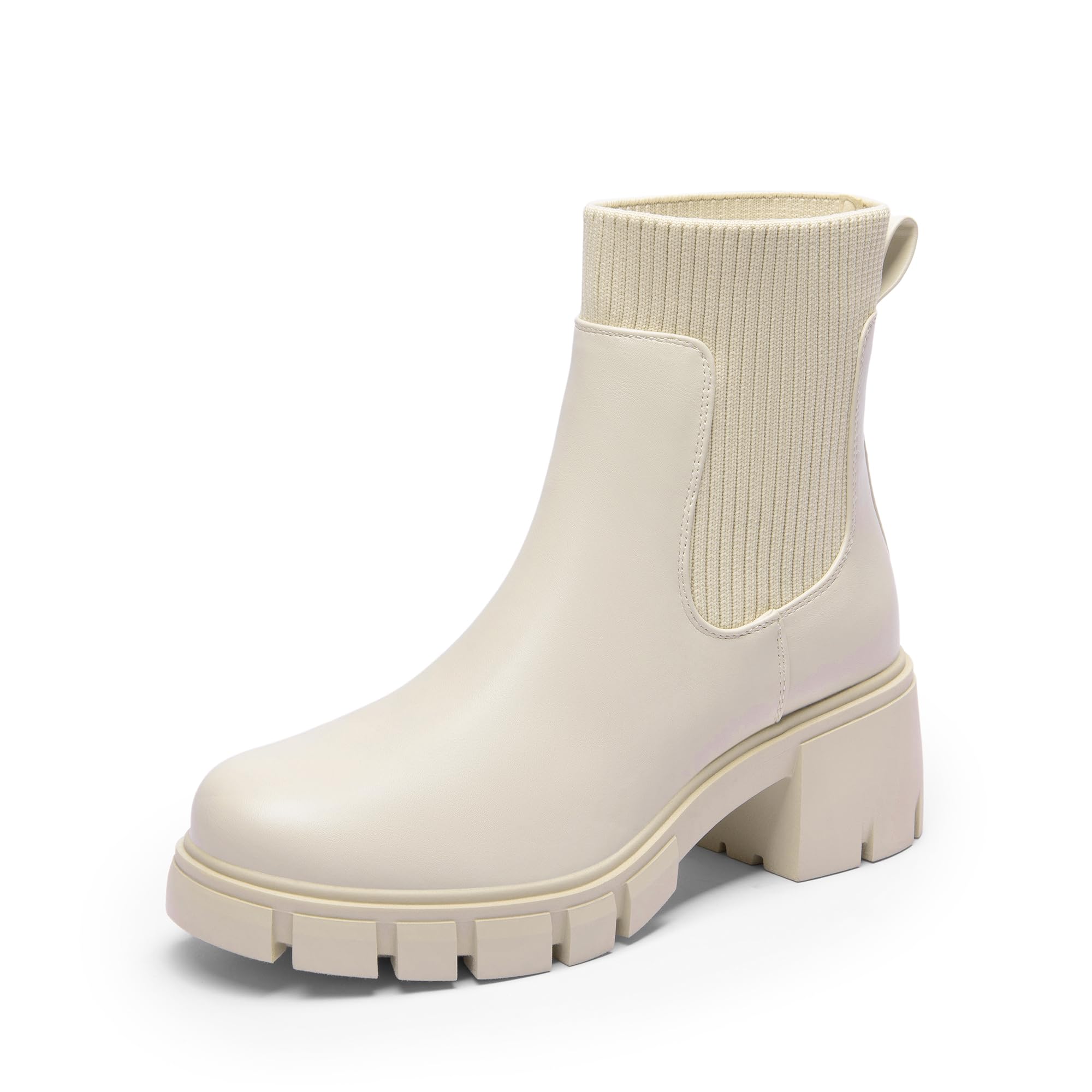 DREAM PAIRS Stivali da Donna Casuale Chelsea Stivaletti Tacco Medio Stivaletto Blocco Tacco