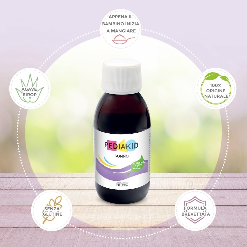 PEDIAKID - Sonno - Formula esclusiva al sciroppo d'Agave - Migliora la qualità del sonno - Aiuta ad addormentarsi prima - Gusto ciliegia - 3 Flaconi da 125 ml