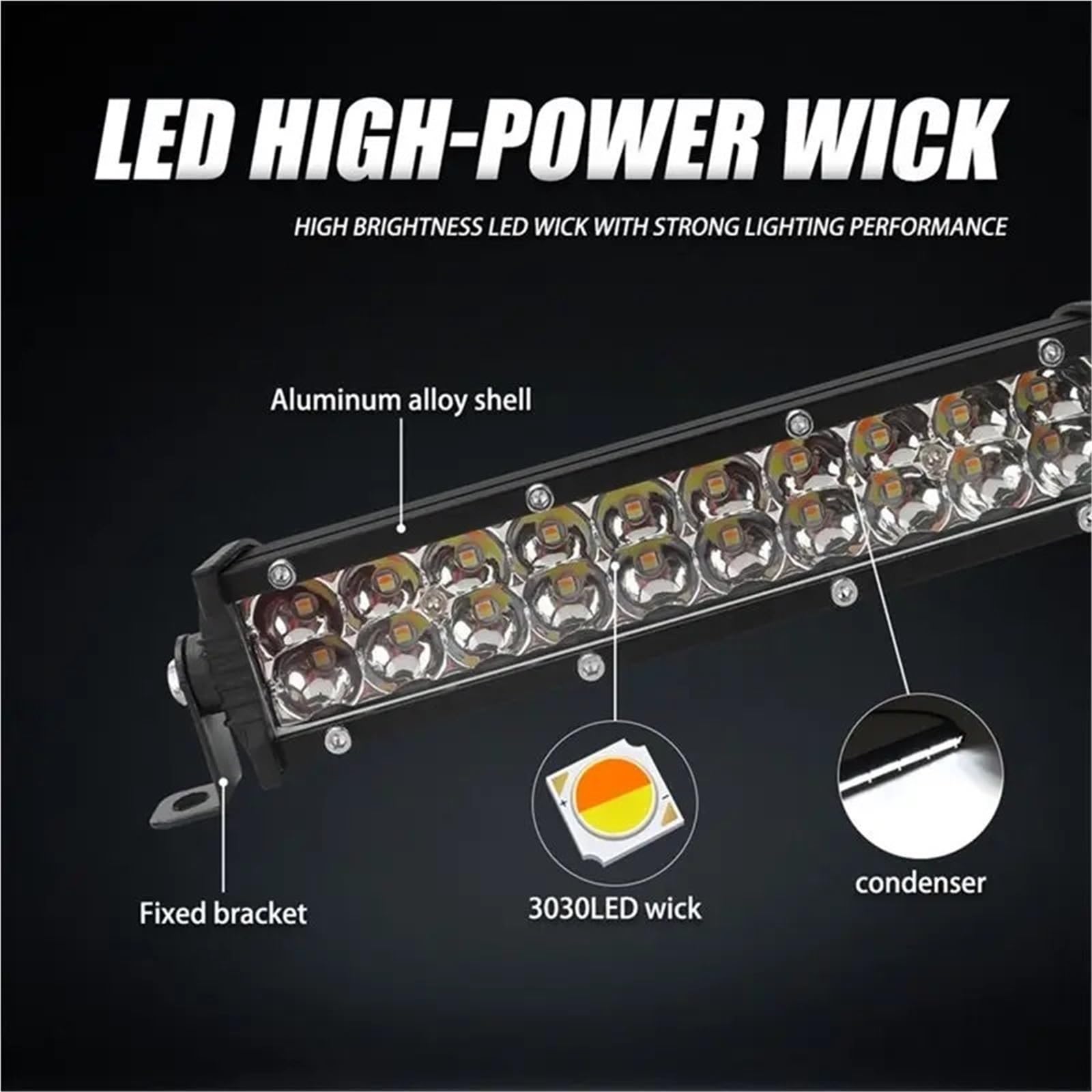 Do motocyklowej listwy roboczej LED Części pasujące do reflektorów | Biały Żółty Tryby dwukolorowe 12 V 24 V Migający zestaw ATV 4WD SUV
