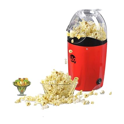 AWOKZA : 1200-W Hot Air Popcorn | Popper Electric Machine Snack Maker | with Measuring Cup and Removable Lid (Multi Coloured)