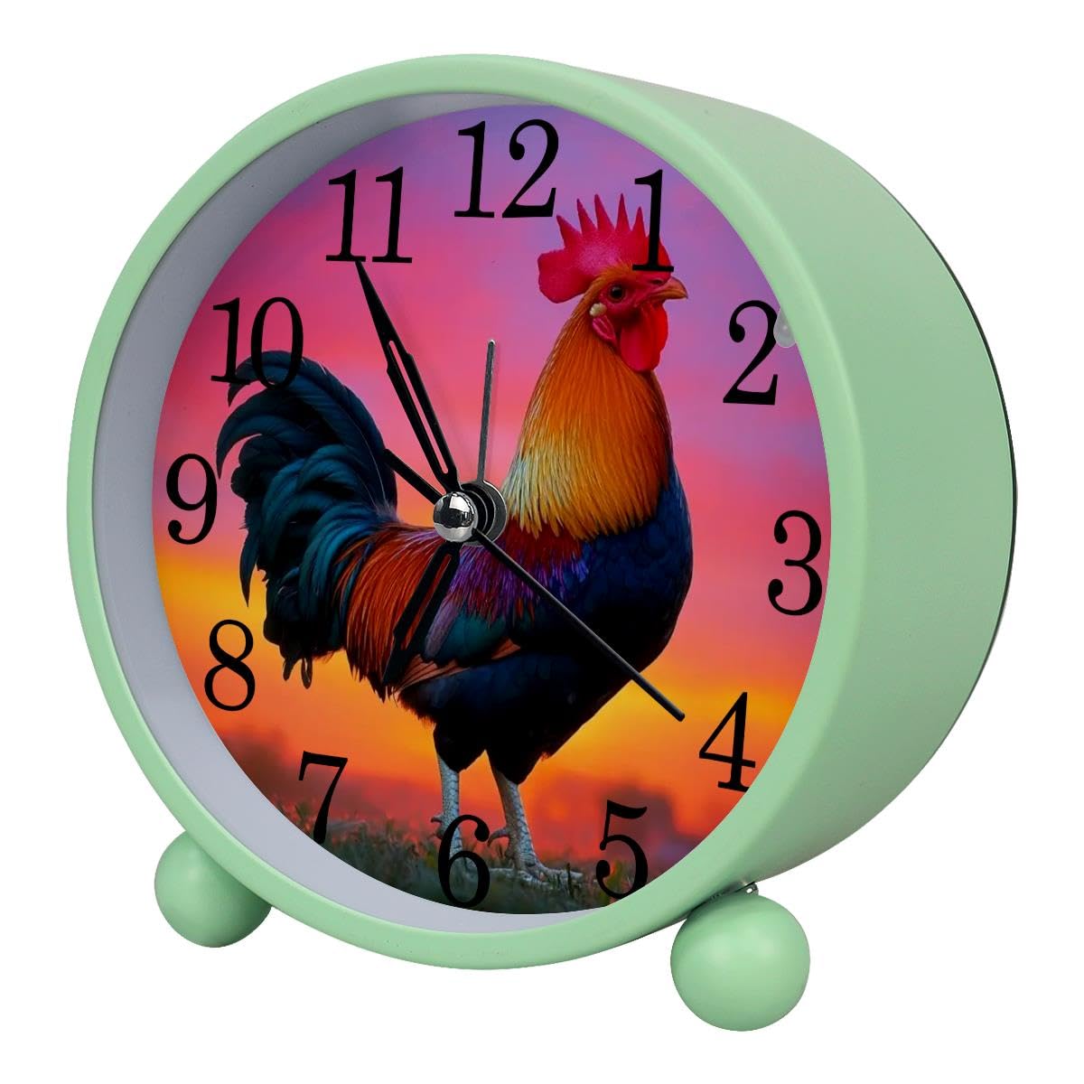 Luoweisi Alarm Clock Rooster Sunset, Silent Non-Ticking with Night Light