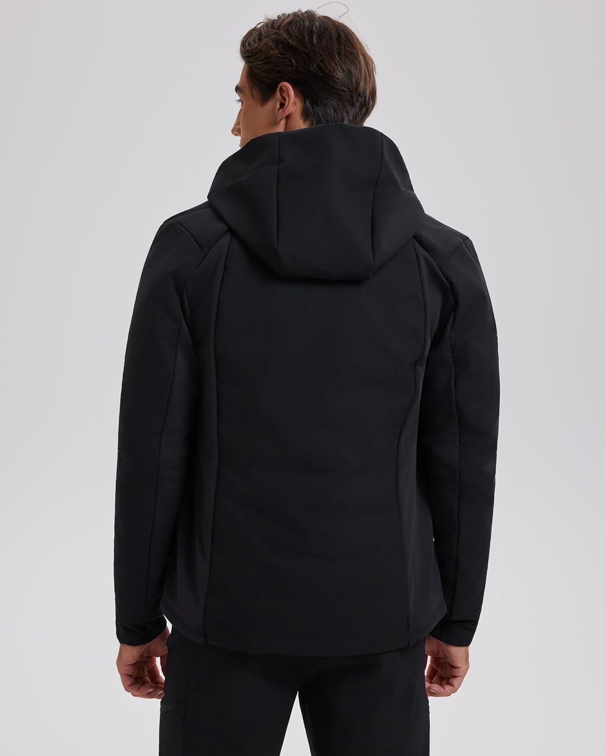 Mudere Men's Lightweight Softshell Jacket with Hood Fleece Lined Waterproof Windbreaker Zip Up Winter Coat for Outdoor Hiking - Image 2