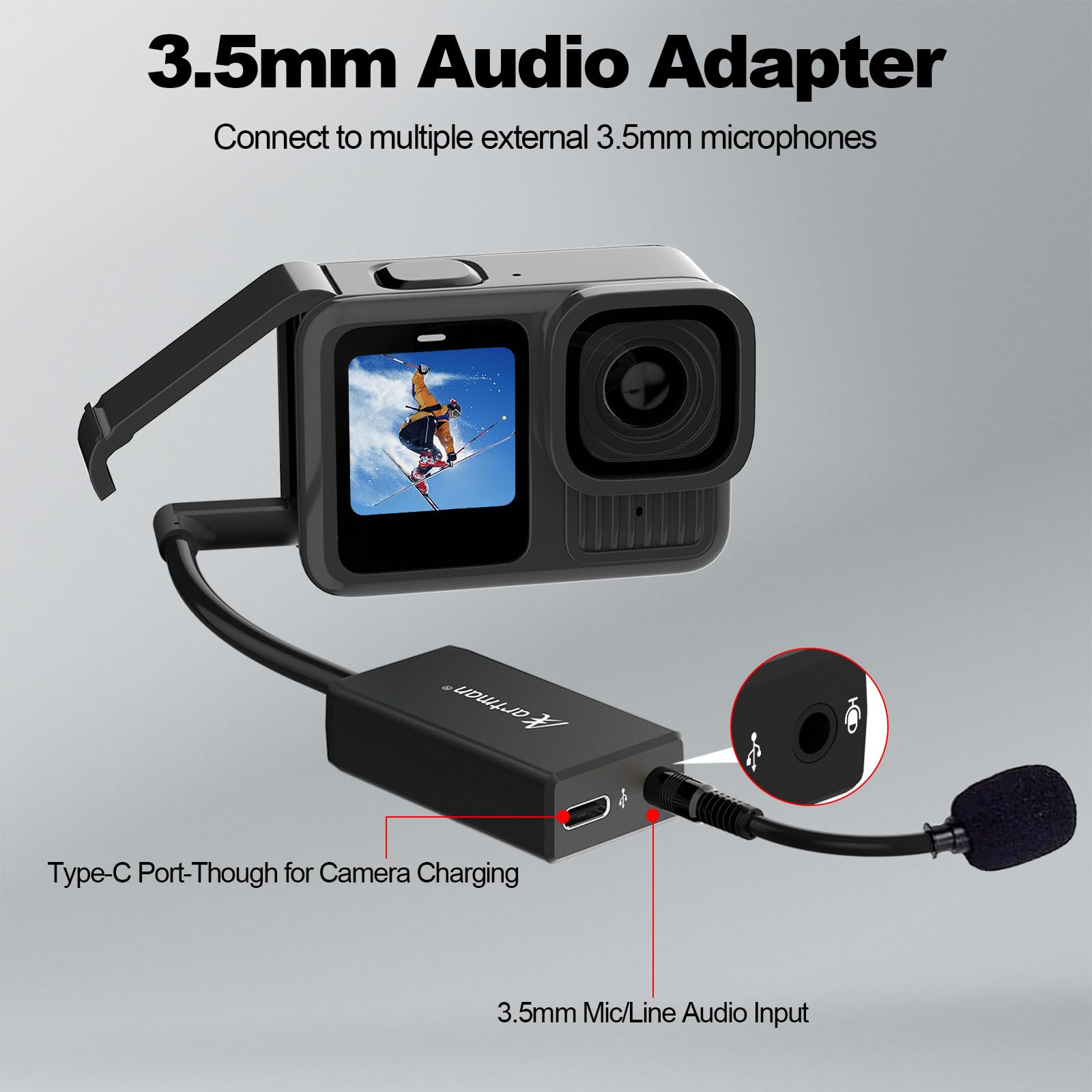 Amazon.co.jp: Artmanマイクアダプター GoPro Hero 13/12/11/10/9/8/7