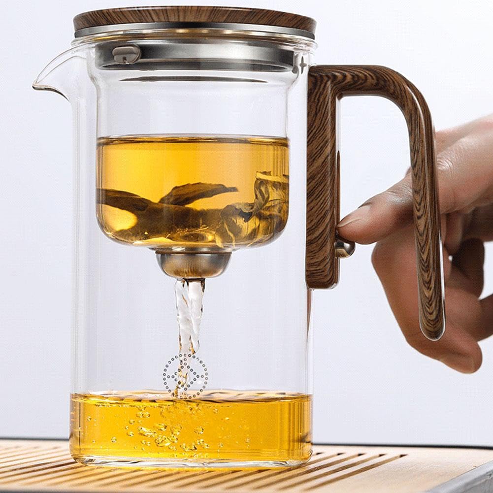 2-in-1-Teekanne mit Ei – Verzauberte Glas-Teekanne mit Holzgriff für losen Tee – Müheloses Aufbrühen – Perfekt für Teezeremonien mit Hexerei