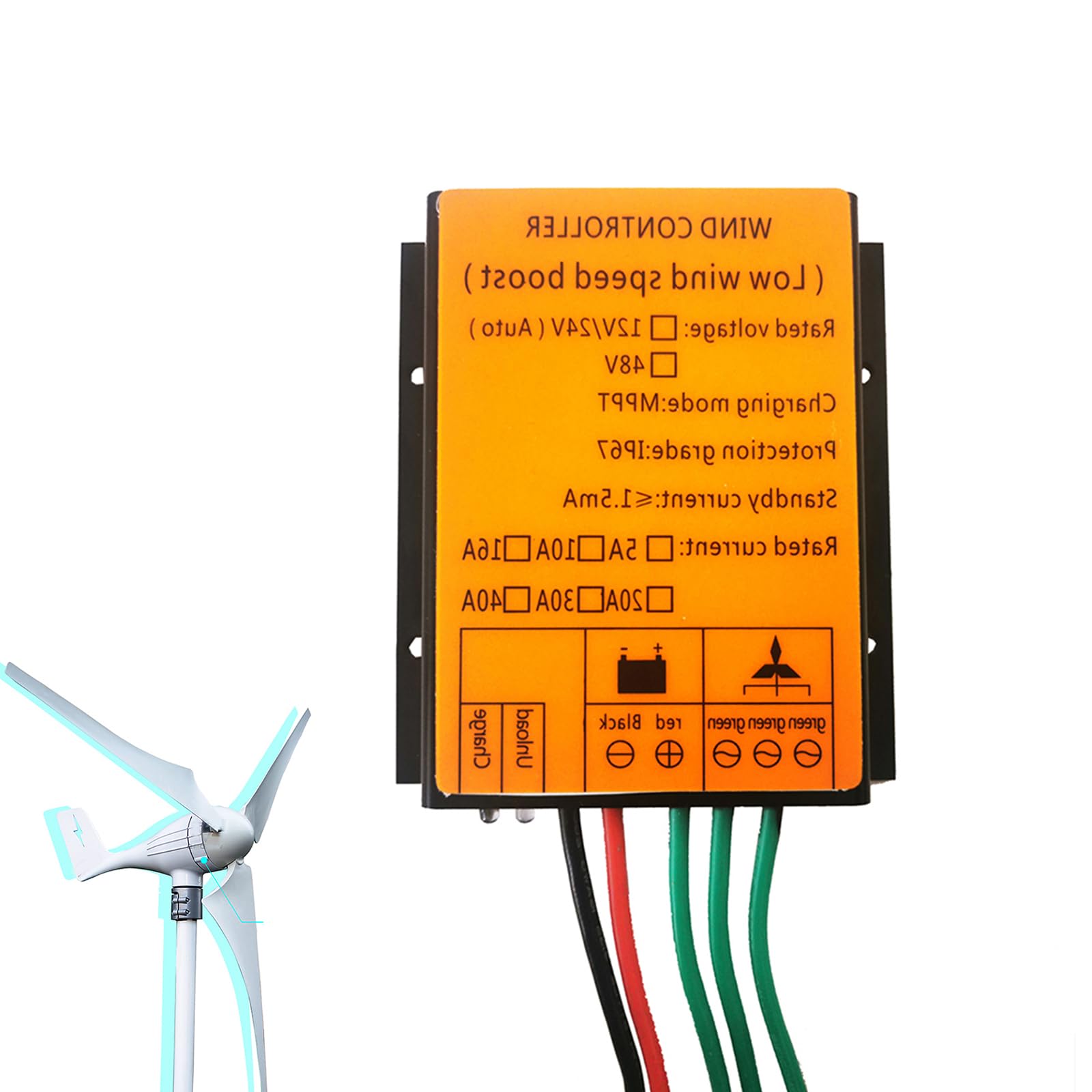 Regulator ładowania Mppt 20000 W do turbin wiatrowych, wodoodporny, niska prędkość wiatru, z funkcją zwiększania napięcia dla domowych młynów wiatrowych (12 V/24 V/48 V)