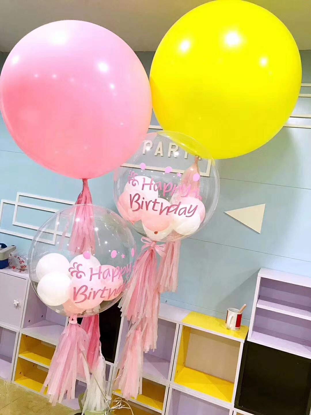 Amazon | 18インチ大きい風船 レッド イエロー クリア ブルー