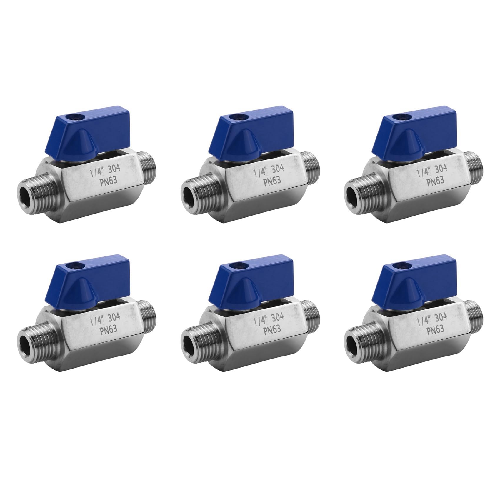 Vanne à tournant sphérique 1/4 pouce NPT mâle en acier inoxydable x6