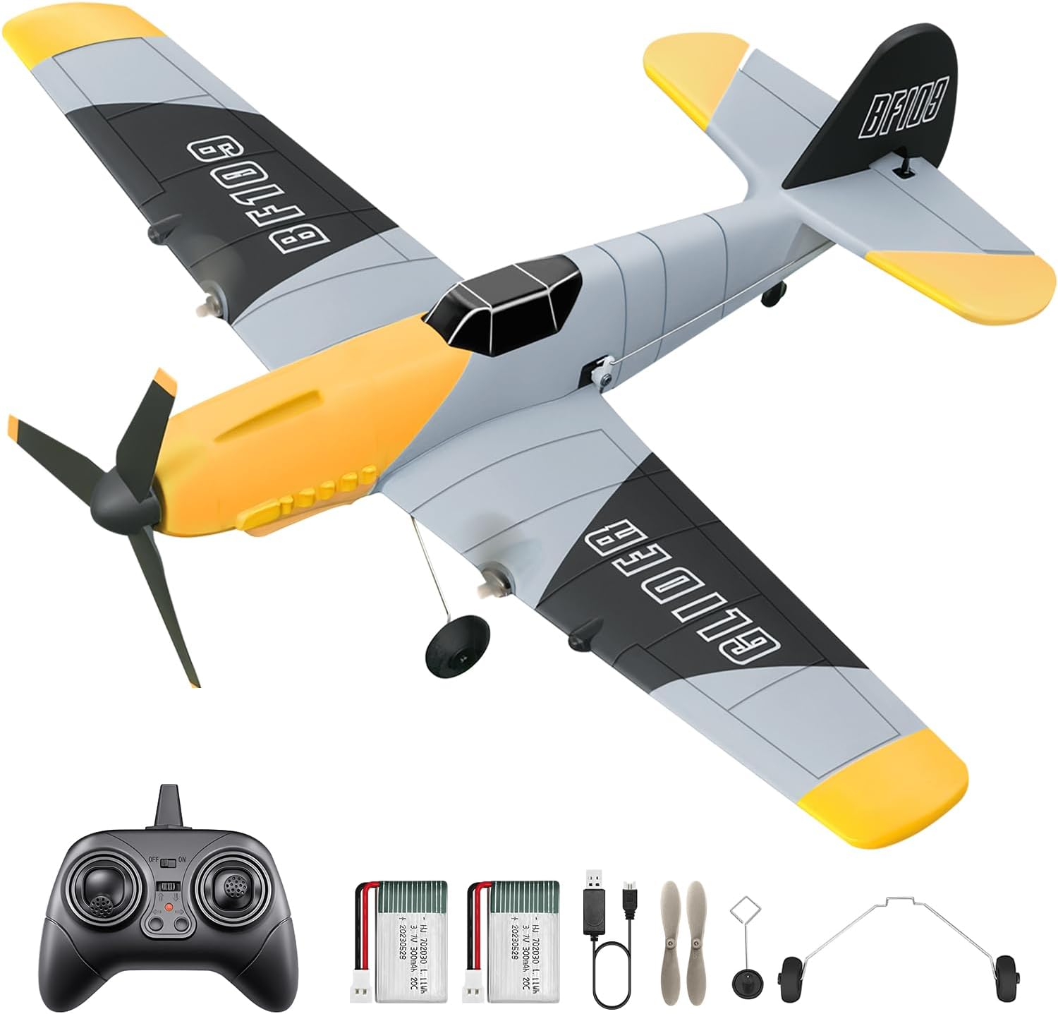 3 Channel RC Plane BF-109, Remote Control Airplane Ready to Fly, 2.4GHz 6-axis Gyro Stabilizer, Easy to Fly for Kids & Beginners