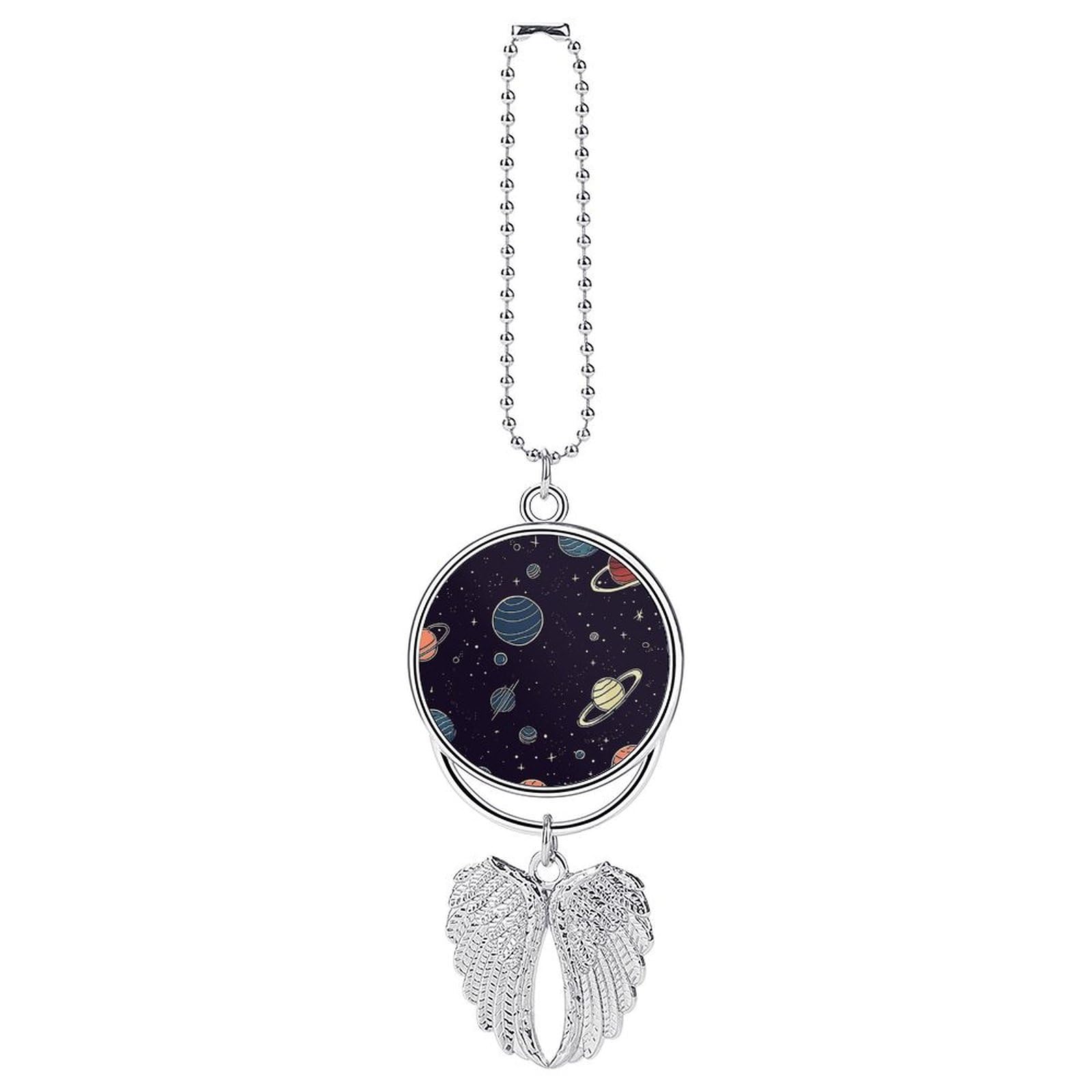 Space Planet Pattern Car Pendant Hanging Swing Auto Rear View Mirror Hanging Car Rear View Mirror Charm Truck Hanger Ornament Charm for Car Rear View Mirrors Accessories