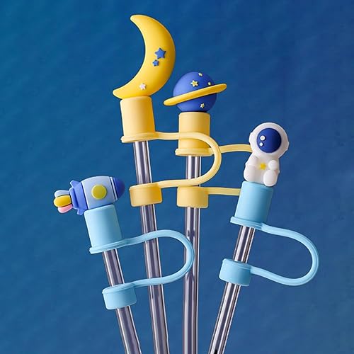 Miniatura 8 de Kleeblatt Tapa de paja de aviación para copa Stanley, 4 piezas extraíbles estilo aviación lindas puntas de silicona reutilizables para popotes de 14