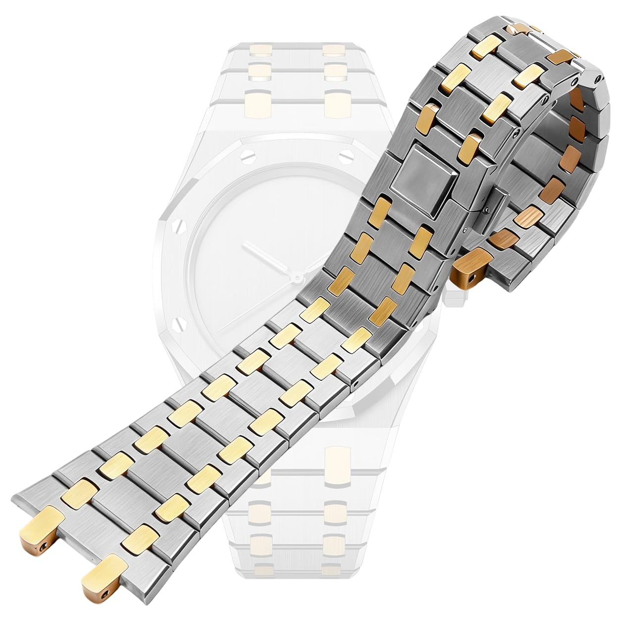 Bracelets de rechange pour Audemars Piguet Bracelet Royal Oak en acier inoxydable 26 mm (acier et doré)