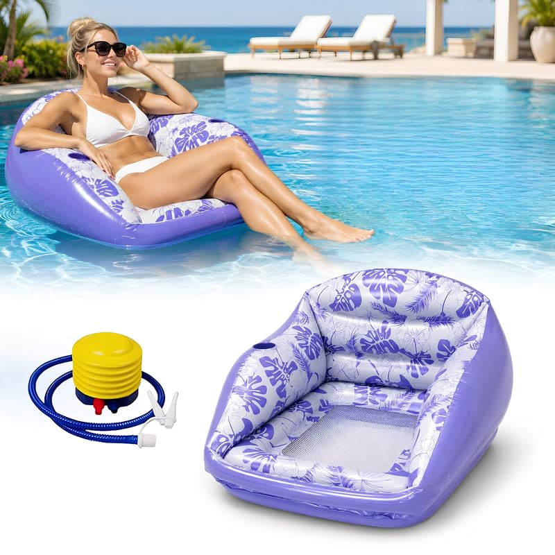 3in1 Inflatable Pool Lounge Chair for Adults, U-Shaped Water Pool Float