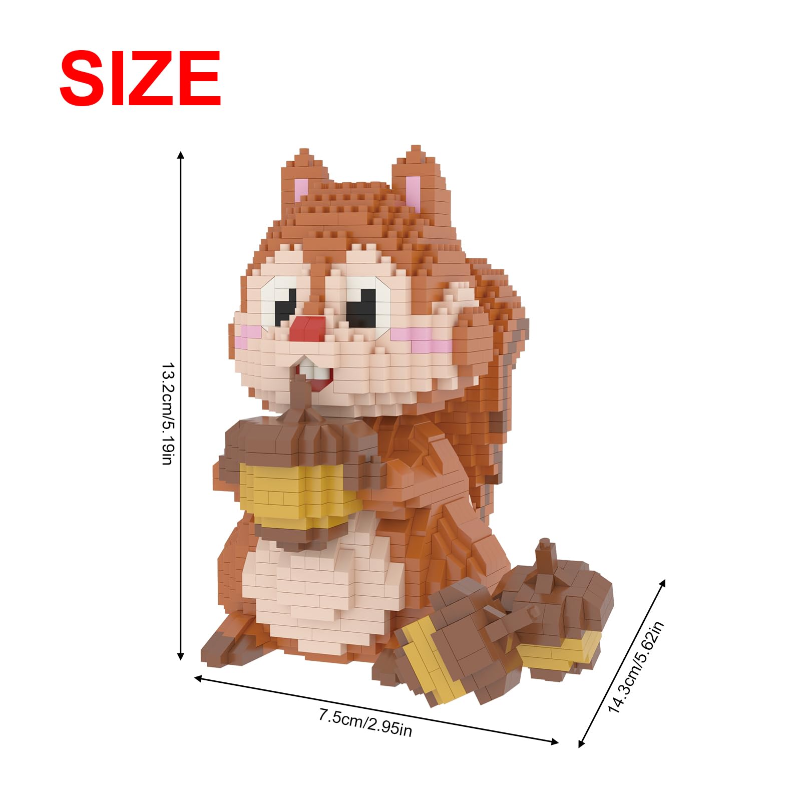 Larcele Micro Building Blocks Animal Set, DIY Mini 3D Building Toy Bricks Kit,1449 Pieces KLJM-07 (Squirrel) - Image 2