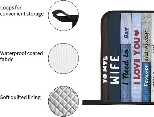 Miniatura 5 de Socira to My Wife - Juego de guantes de horno y soportes para ollas, guantes de horno resistentes al calor y almohadillas calientes para esposa,