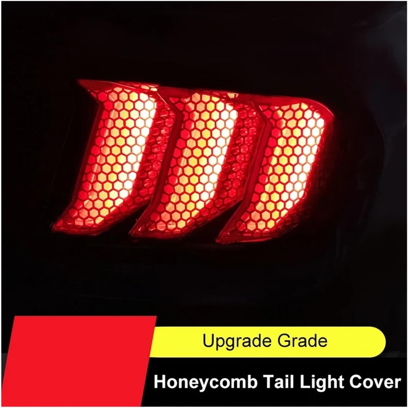 Car Taillights Cover 3D Honeycomb Rear Tail Lamp Hood Decorative Tail Light Sticker ABS 6Pcs Compatible For Ford Mustang 2018-2022(Glossy black)