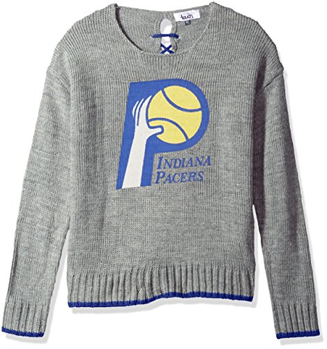 NBA Indiana Pacers Adult Women All Laced Up Sweater, Medium, Heather Grey