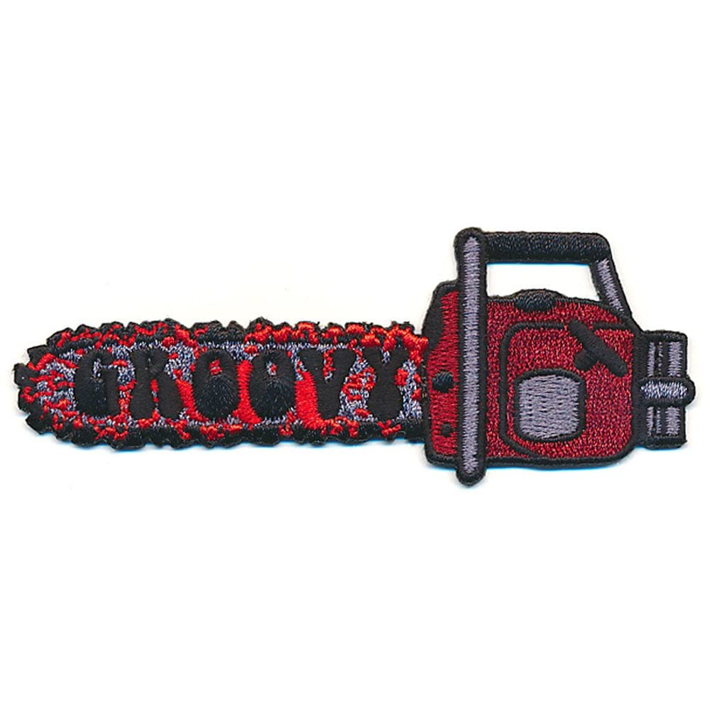 自動車 Kreepsville 666 DEAD CUTE Kreepsville 666 Groovy Chainsaw Hippie Horror Embroidered Iron On