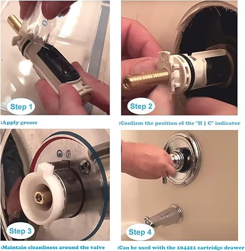 Miniatura 9 de 1222 Kit de cartucho de repuesto para grifos Moen Posi Temp de un mango, repuesto compatible con ducha Moen, latón duradero y plástico (clip de