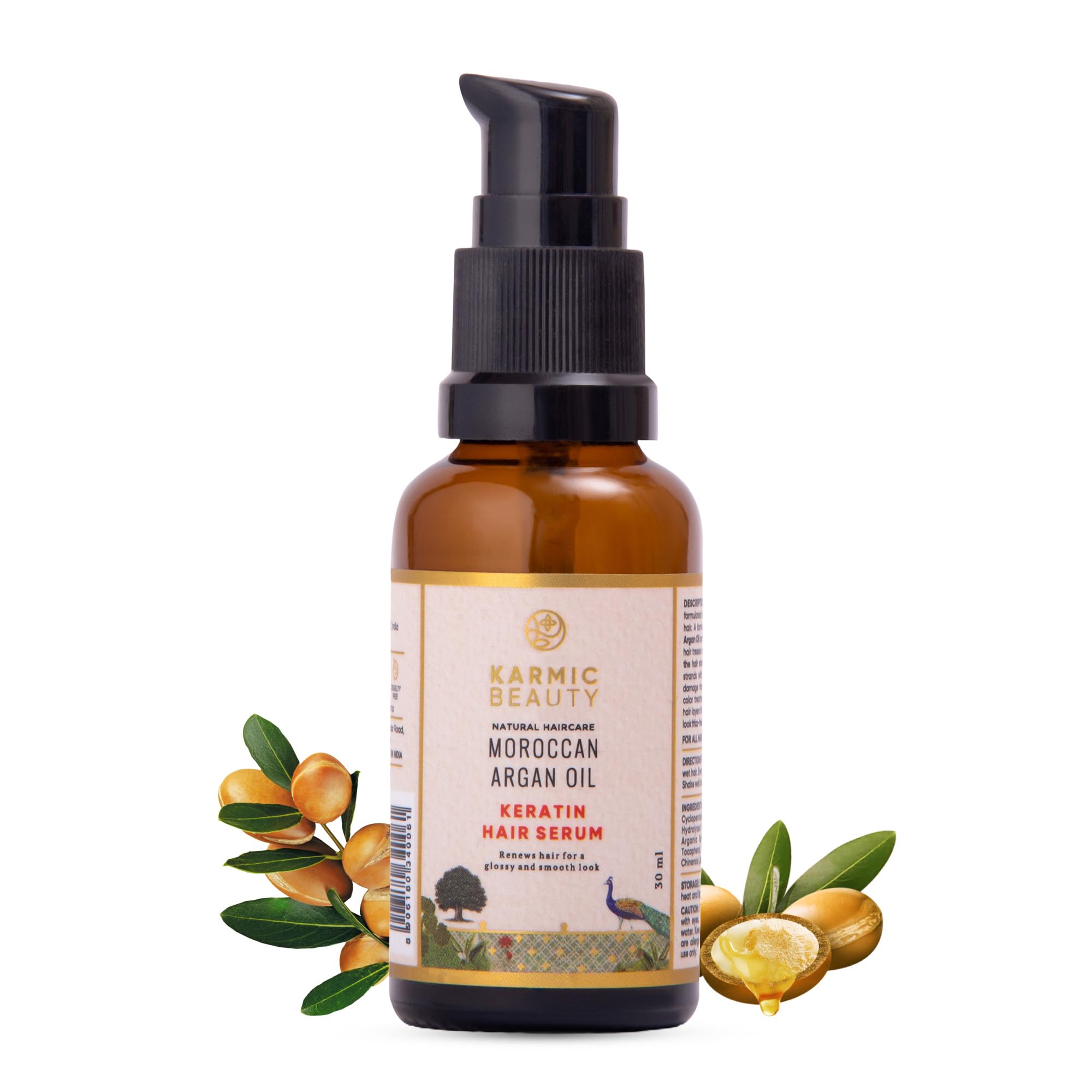 Repairing Hair Serum | 100% Organic Moroccan Argan Oil & Natural Keratin | Get Smooth, Silky & Shiny Hair | Lightweight & Non-Greasy Formula | Sulfates & Parabens Free | Unisex, Heat & UV Protection | 30 ml