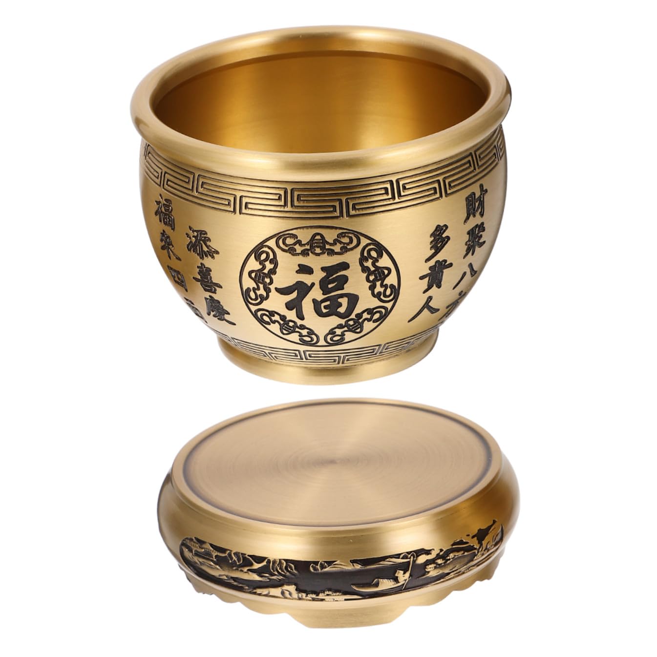 Bol de richesse en laiton avec base dorée, pièce de collection Levemolo