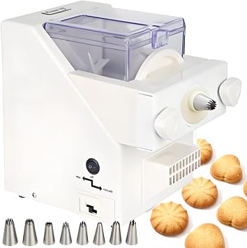 Electric Pastry Press Cookie Maker Kit - Automatic Cookie Machine with 8 Replaceable Nozzles and 6 Biscuit Molds, 180W DIY Baking Tool for Homemade Biscuits