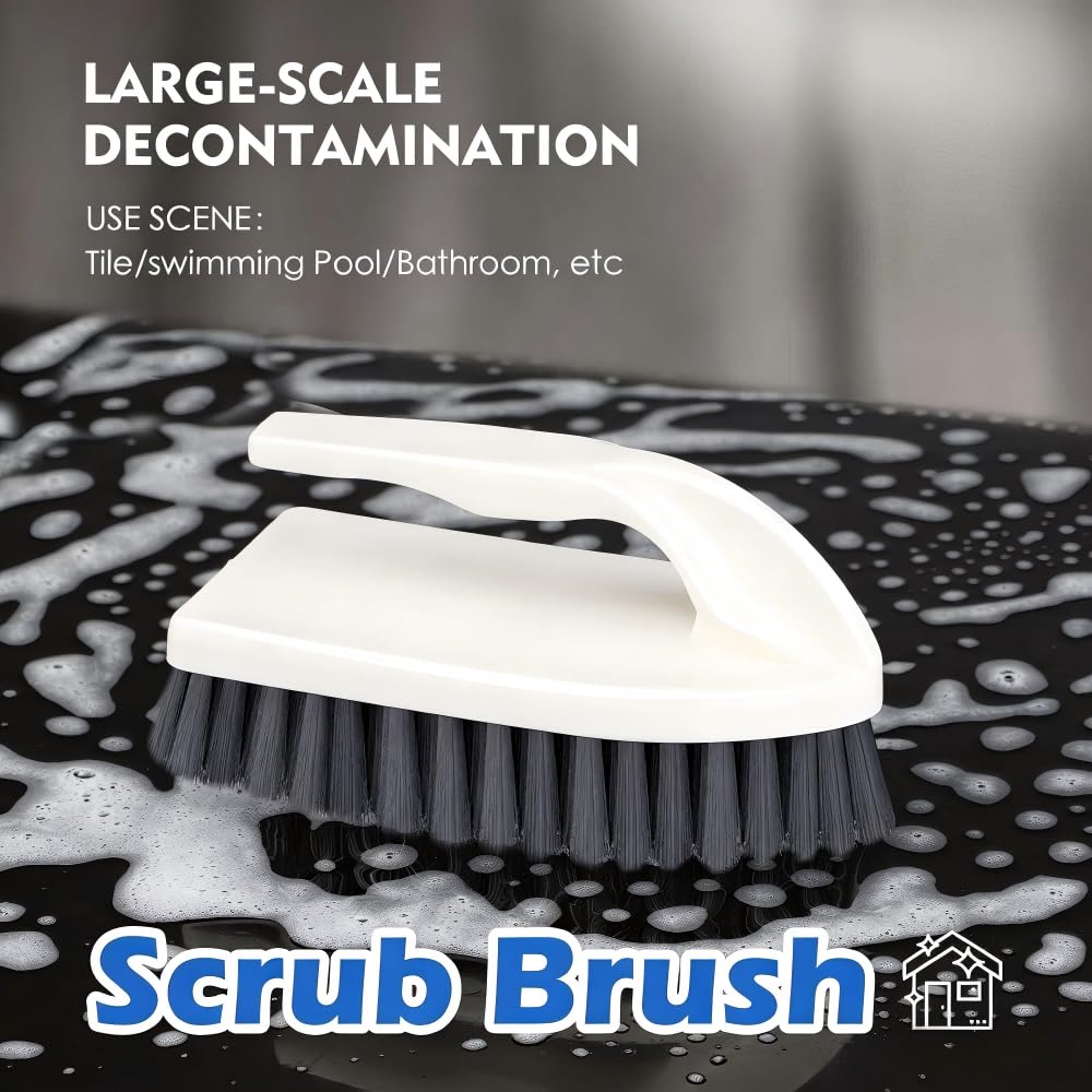Set di 4 spazzole per la pulizia, per cucina, bagno, piastrelle, scarpe e padelle con impugnatura ergonomica e setole resistenti, colore bianco