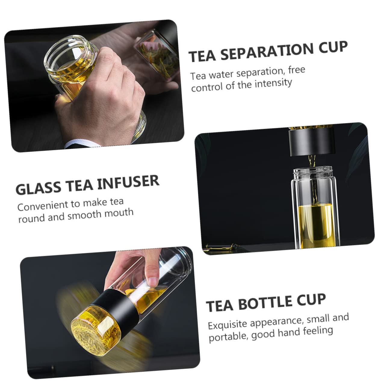 BEBEMOKO Tea Separation Cup Infuser 300ml Glass Tea Bottle Cup Heat Resistance Easy to Carry