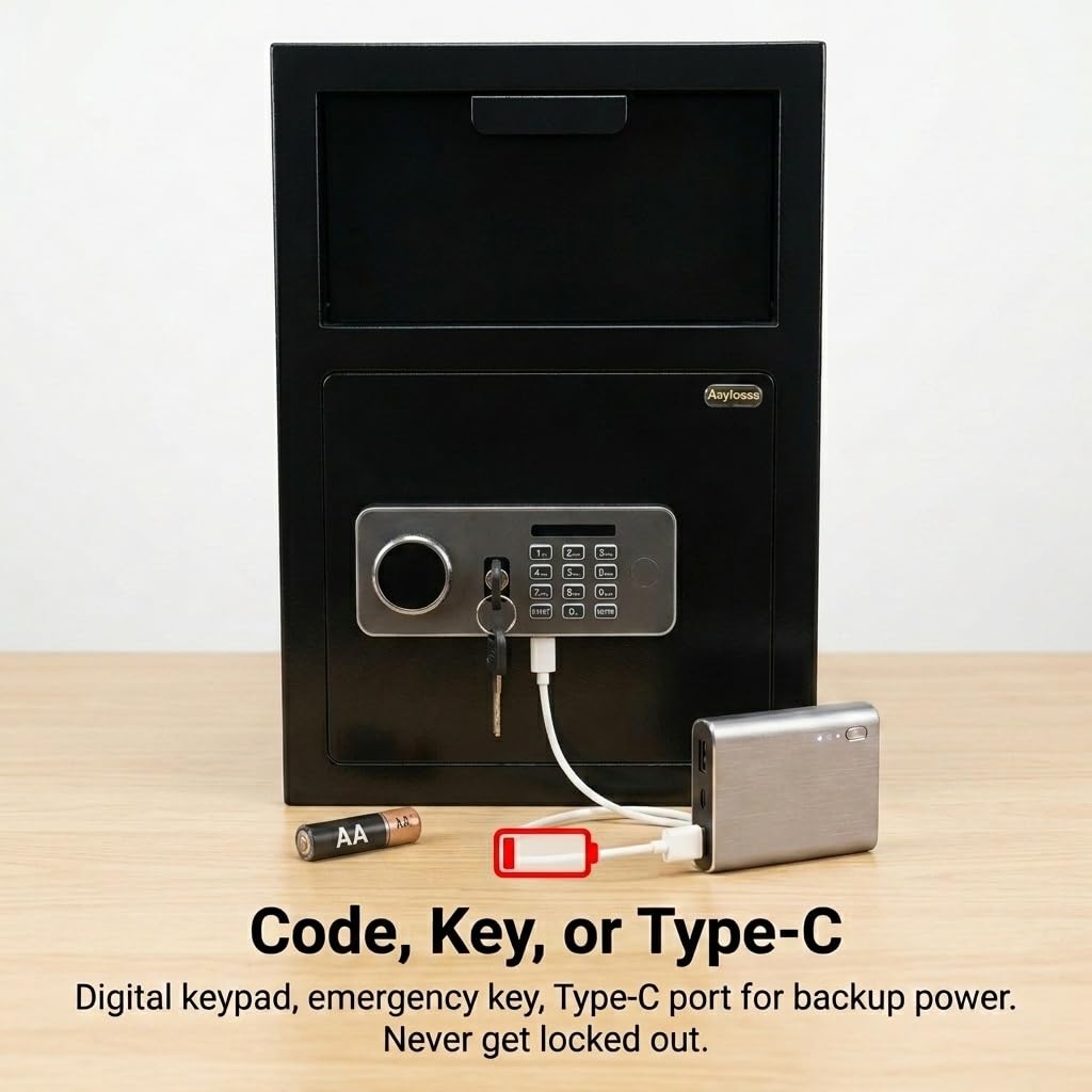 Caja fuerte de depósito de 62 L, caja fuerte con cerradura de teclado digital, armario grande antirrobo con alarma, seguridad empresarial para oficina en casa
