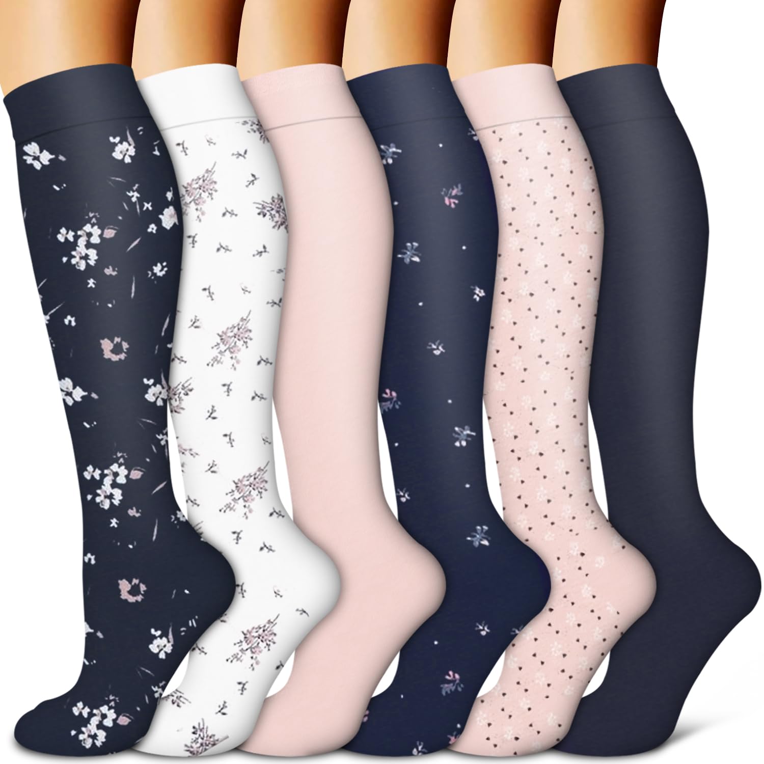 Copper Compression Socks for Women &amp; Men (6 pairs) - Best Support for Nurses, Running, Hiking, Recovery