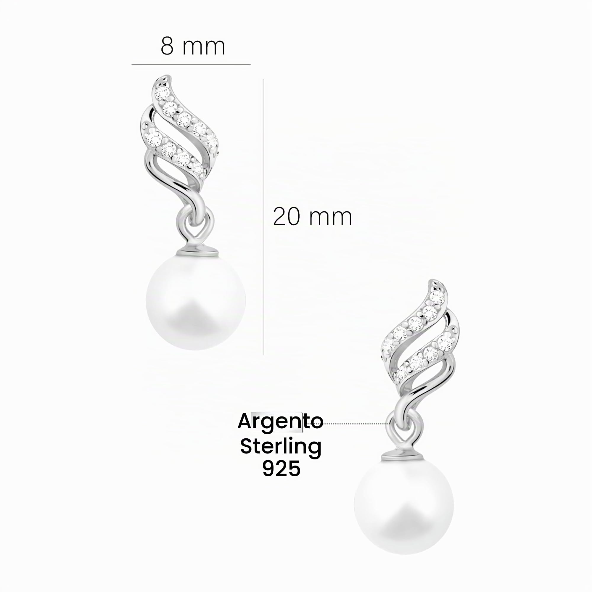 SOFIA MILANI - Orecchini da Donna in Argento 925 - con Pietra Zircone - Orecchino a Perno a Perla