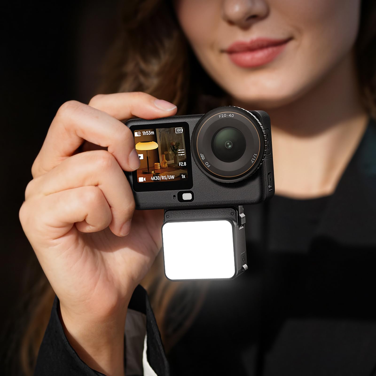 ULANZI LM24 Mini lumière vidéo pour DJI Osmo Action 6/Osmo Nano, Lampe Vidéo de Remplissageavec Fixation Magnétique Rapide, lumière Photo avec Batterie 500mAh pour caméra d'action