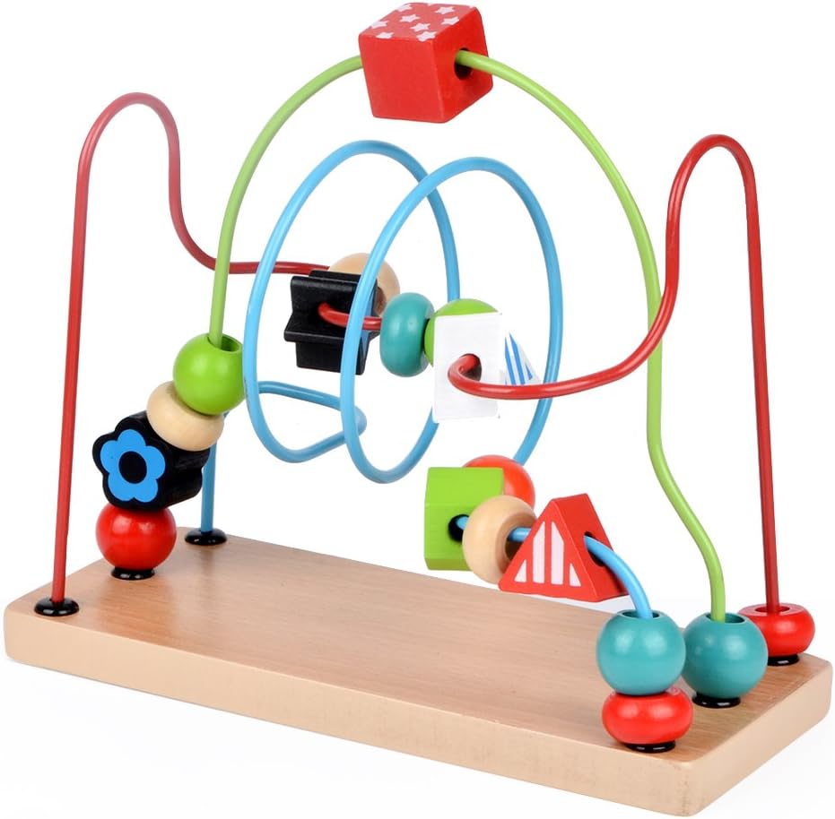GEDIAO Wooden Classic Beads Maze Toys Colorful Roller Coaster Educational Circle, Preschool Toy for Toddler Kids