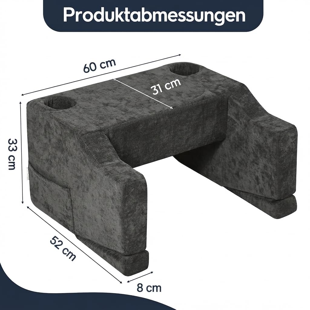 Lesekissen mit Armlehnen und Getränkehalter für Bett und Sofa