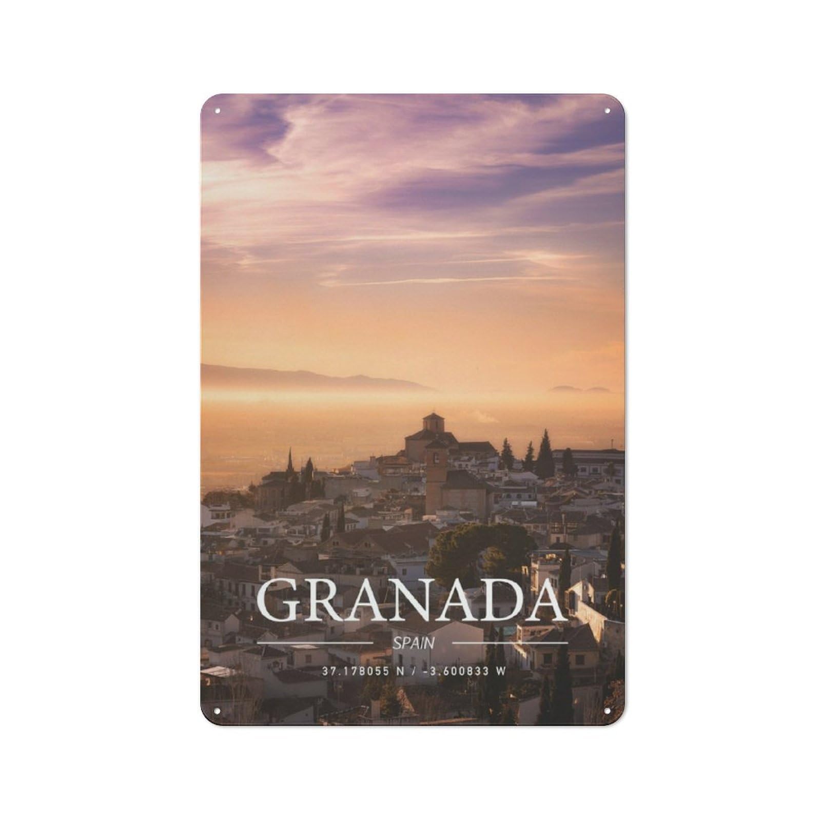 Junmoney Granada Urban Metal Wall Decor 30X20cm, Metal Wall Art Sign For Loft, Studio, Office Or Creative Room