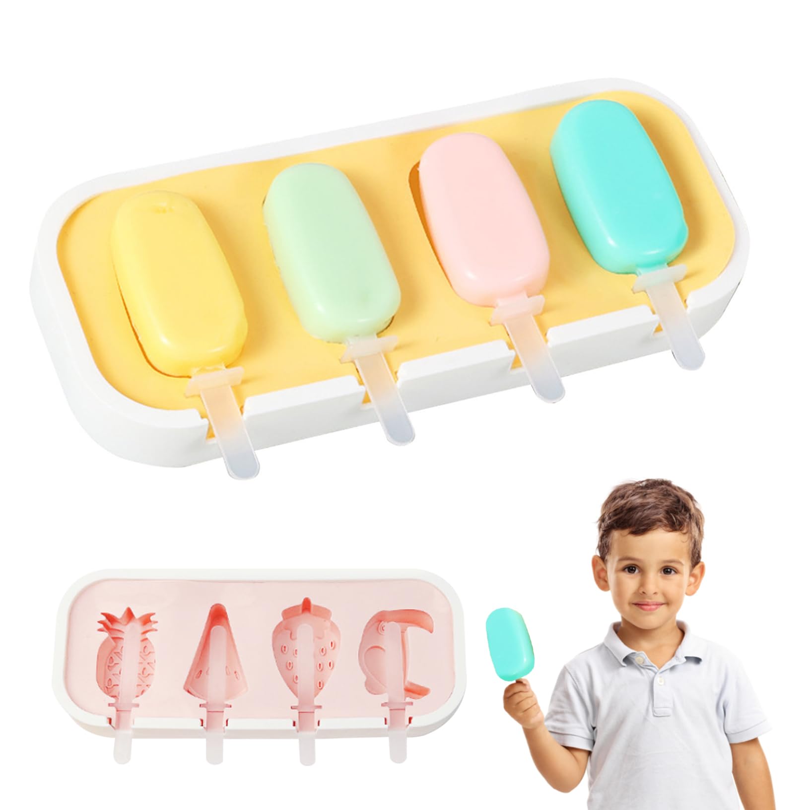 CNAFGBGG Mini Popsicles Molds Silicone Ice Mold for Kid Cartoon Ice Cream Mold for Kid Summer Supply 2PCS Style2..