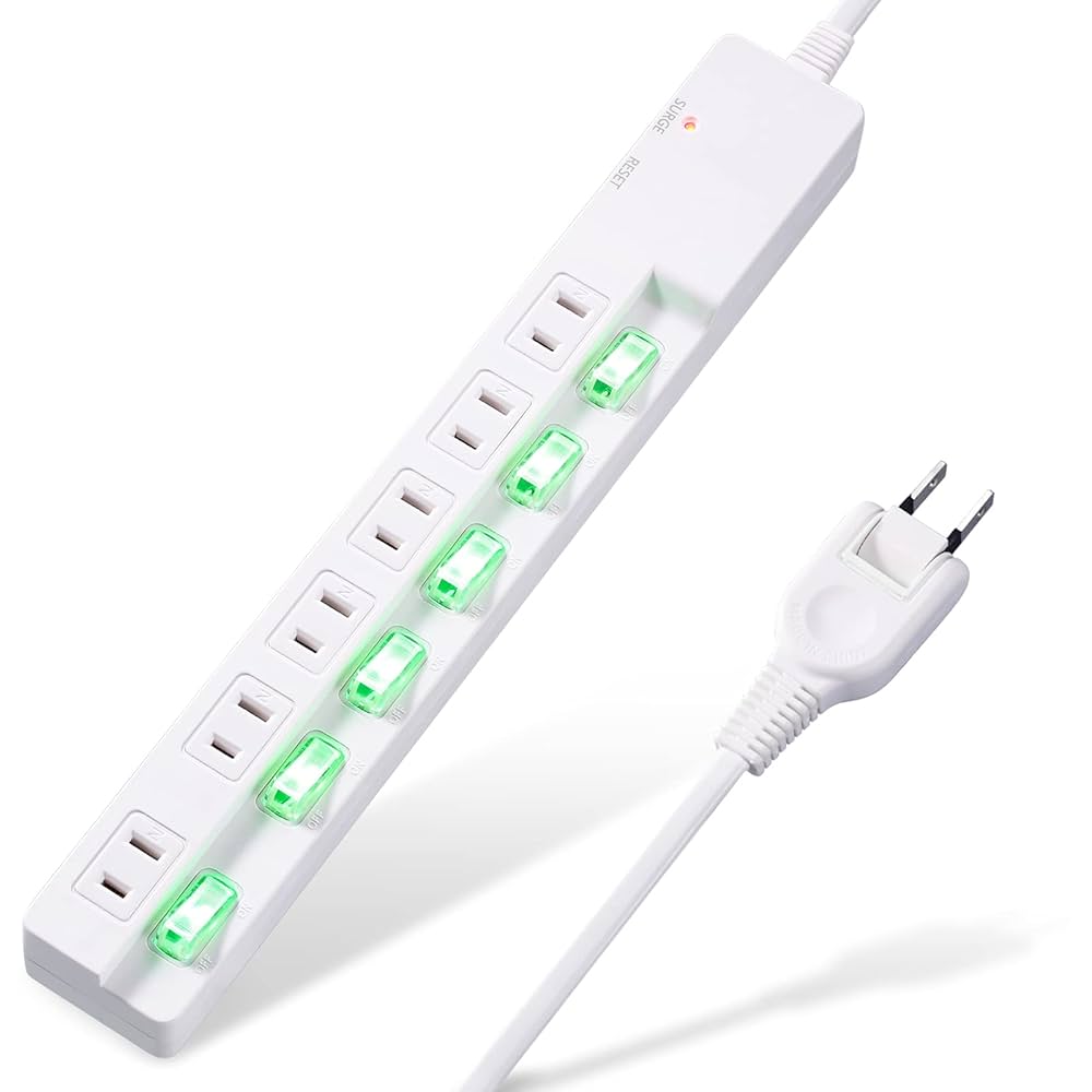 Amazon.co.jp: Zeroire 電源タップ 2m 6個口LED 雷ガード 【1年