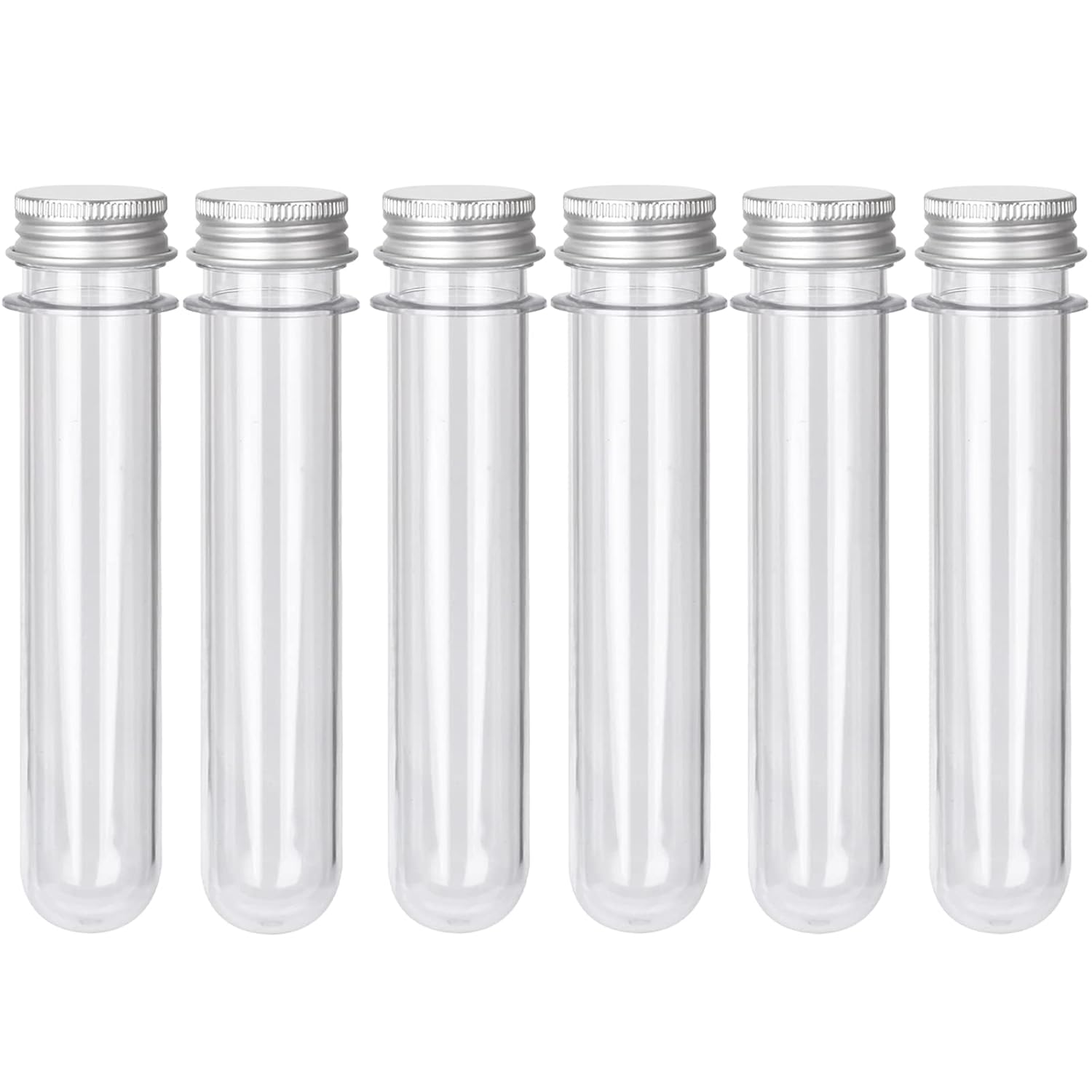 6PCS Plastic Test Tubes with Screw Caps 45ml Clear Tubes for Scientific