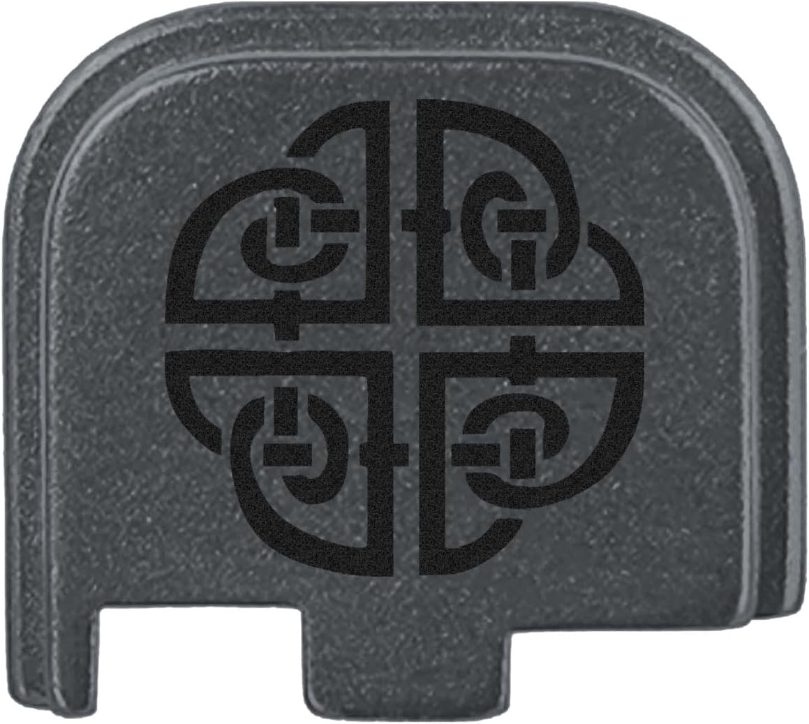 NDZ Performance Slide Cover Back Plate for Glock 43 43X 48 & PSA Dagger Micro – Aluminum Upgrade with Black Engraving – Celtic Shield – Gray