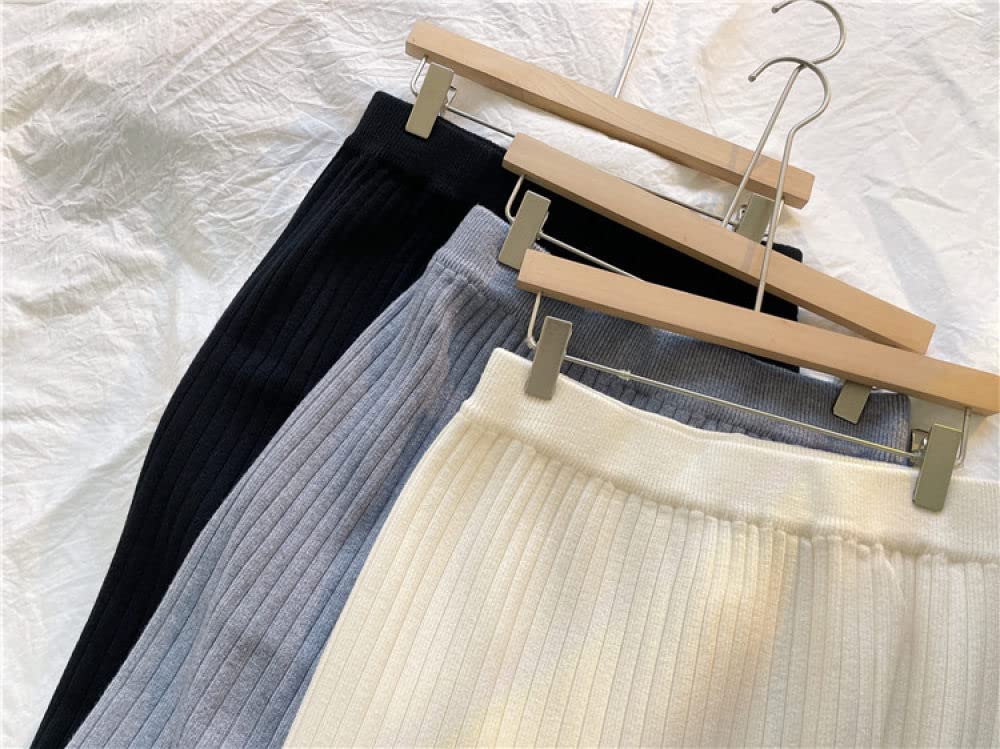 Gonna Donna,Gonna Longuette da Donna Nera Gonna Dritta con Spacco Plissettato Elastico A Vita Alta Semplice Sottile A-Line Increspato Elegante Autunno Inverno Gonne Lunghe per Ragazze Signore,M