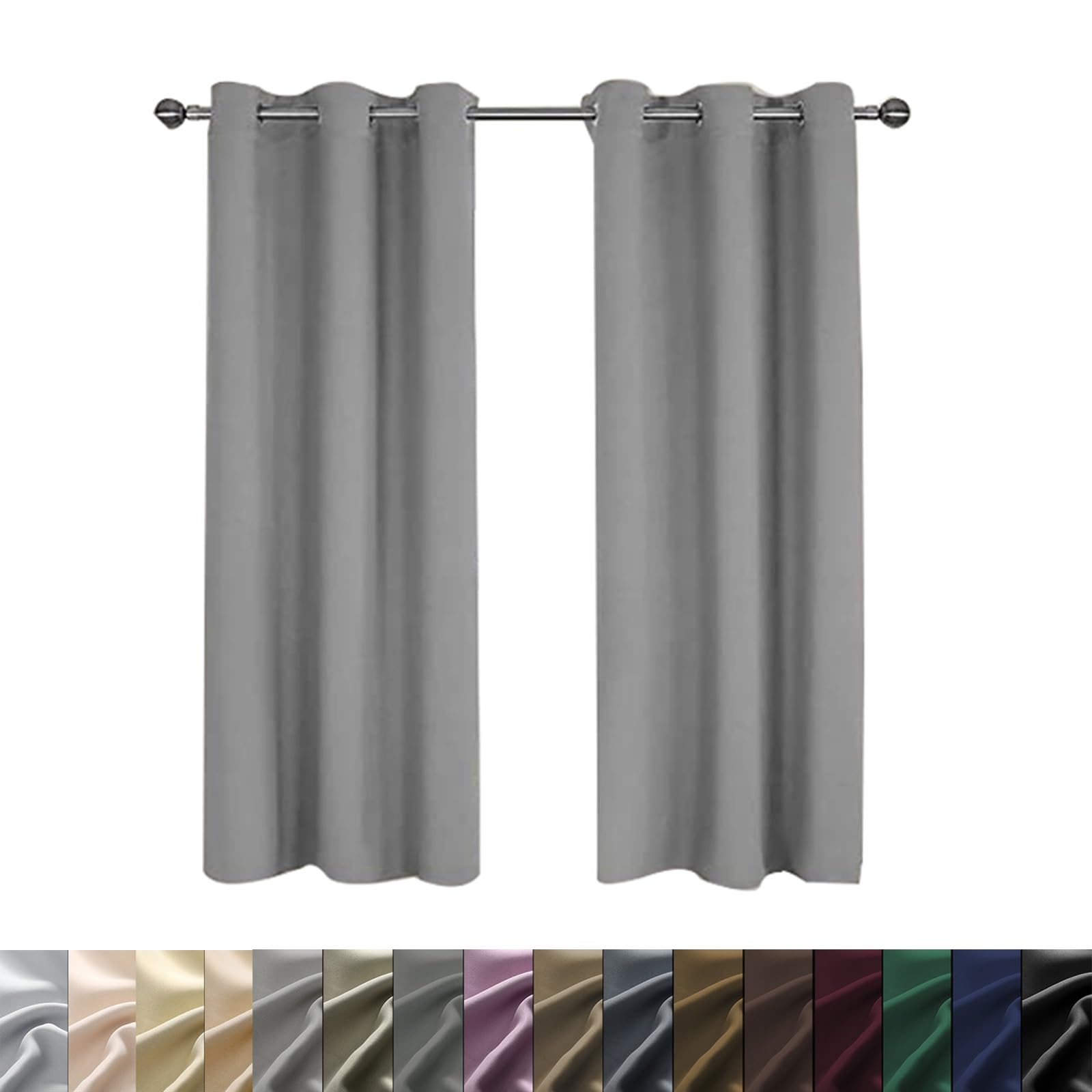 WUXXIANG Pencil Pleat Blackout Curtains 90 x 180 cm Weather Resistant Durable, Ultra Soft Extra Long Window Treatments, with Blackout Lining, for Living Room/Kitchen, Light Grey — image 1