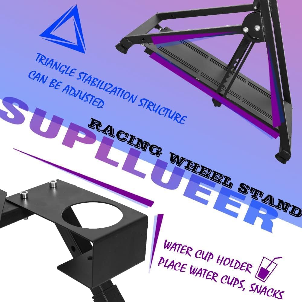 Supllueer Foldable Steering Wheel Stand Fit for Logitech Thrustmaster Fanatec G923 G25 G27 G29 G920 T248 T300RS T300 T500 X Shape Sim Racing Stand Racing Simulator, No Shifter Handbrake Wheel Pedal