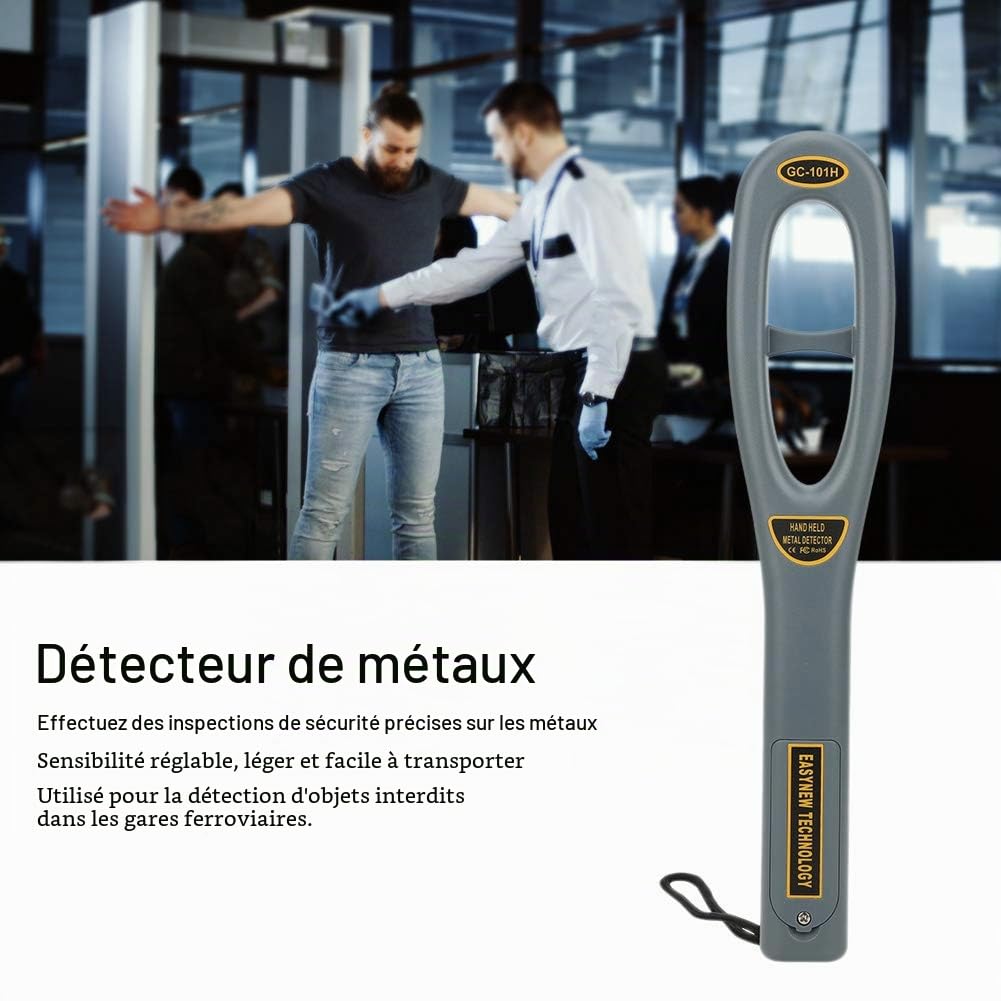 Détecteur de Métaux Portatif, Outil de Scanner de sécurité Professionnel en Plastique ABS Haute sensibilité GC-101H pour les Débutants dans la Chasse au Trésor