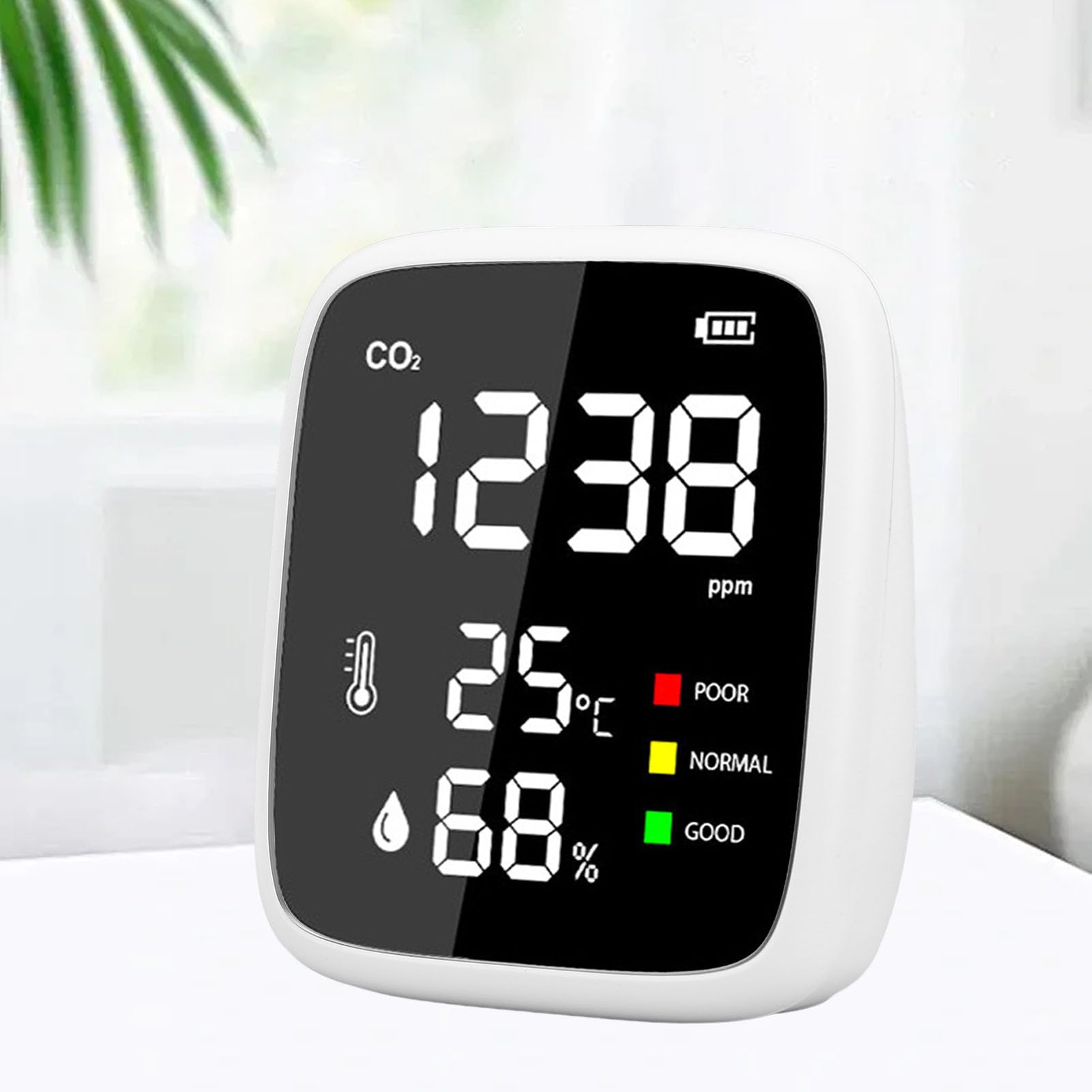 Detector de CO2 de Escritorio, Detector Portátil de Monóxido de Carbono, Mini Monitor de CO2, Medidor de CO2, Detector de CO2 de 400-5000 Ppm, Medidor de Temperatura Humi,