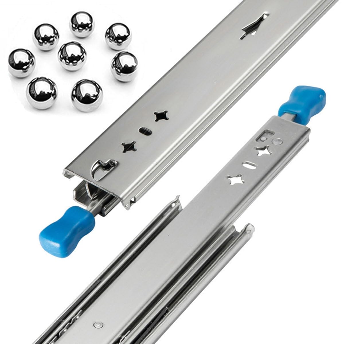 Sxzenspace One Color Heavy Duty Drawer Slides 120Kg Locking Runners 250-1500Mm Full Extension For Tool Box, Slide Out Table, Side Mount - 1350Mm/54Inch Rails